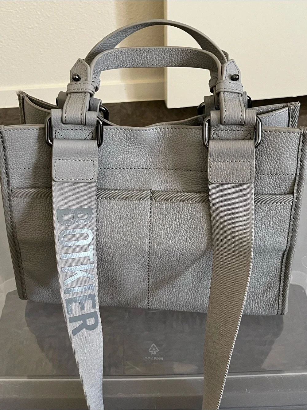 Botkier Gray Leather Bag with Branded Strap